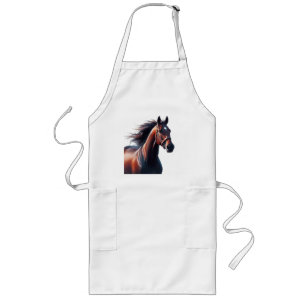 Beautiful Brown Horse Custom Name  Long Apron