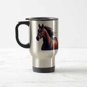 Beautiful Brown Horse Custom Name Travel Mug