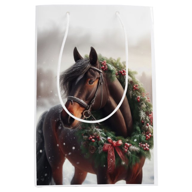 Beautiful Brown  Horse Equestrian Animal Love Medium Gift Bag (Front)