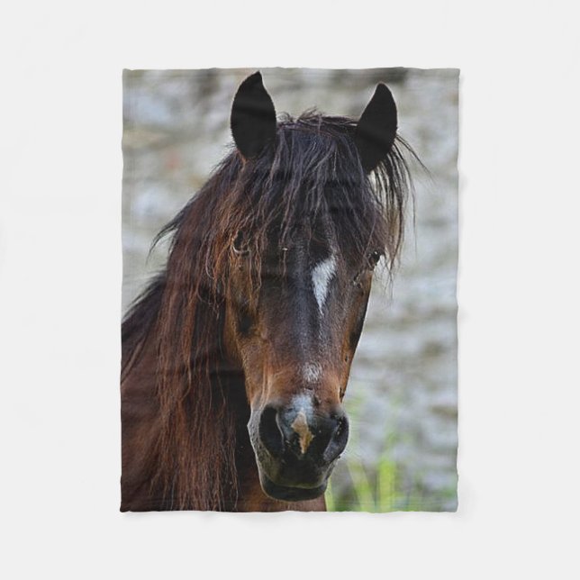 Beautiful Brown Horse Fleece Blanket (Front)