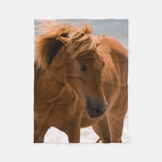Beautiful Brown Horse Fleece Blanket (Front)