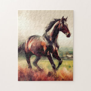 Beautiful Brown Horse Horses Running Animals Jigsaw Puzzle