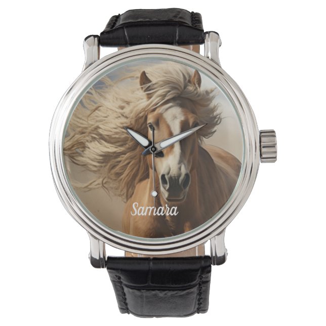 Beautiful Brown Horse Running  Watch (Front)