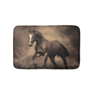 Beautiful brown horse throw pillow bath mat
