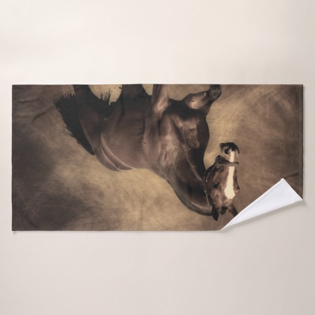 Beautiful brown horse throw pillow bath towel (Bath Towel)