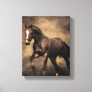 Beautiful brown horse throw pillow canvas print