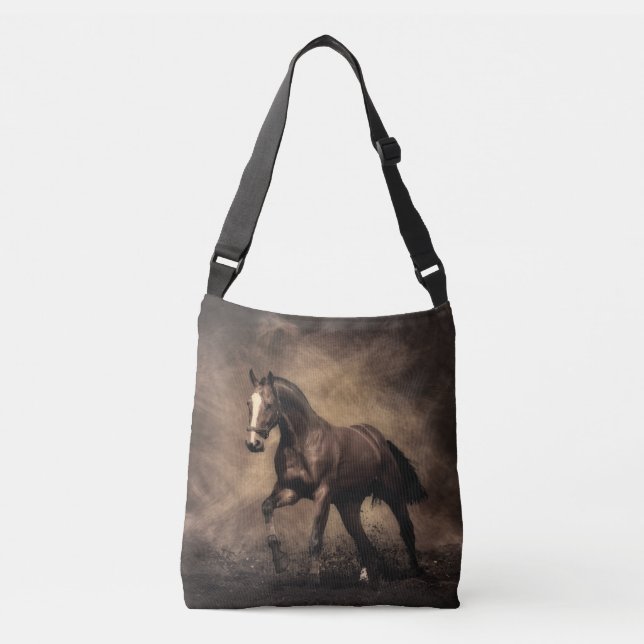 Beautiful brown horse throw pillow crossbody bag (Front)