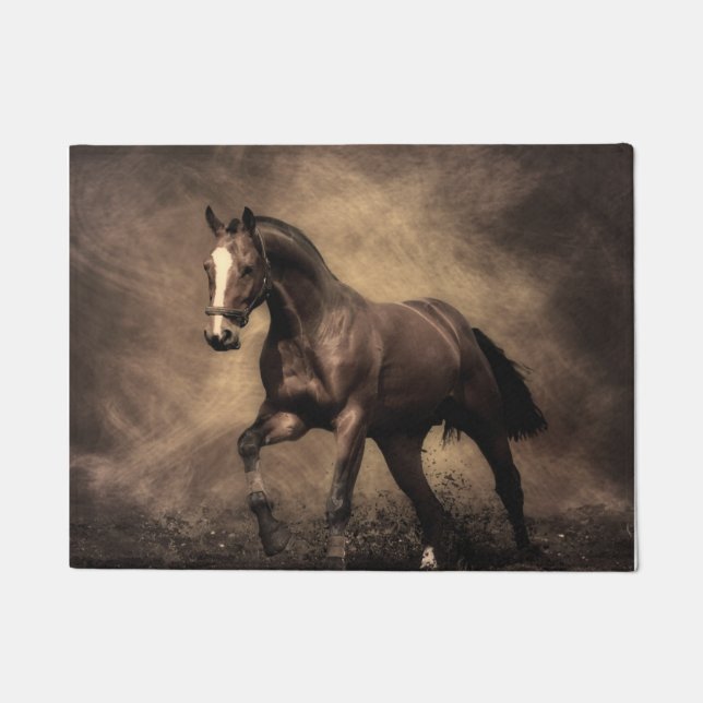 Beautiful brown horse throw pillow doormat (Front)