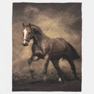 Beautiful brown horse throw pillow fleece blanket