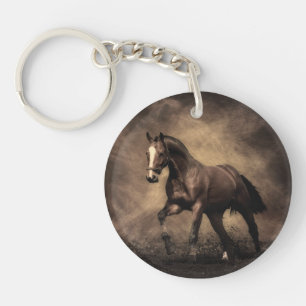 Beautiful brown horse throw pillow key ring