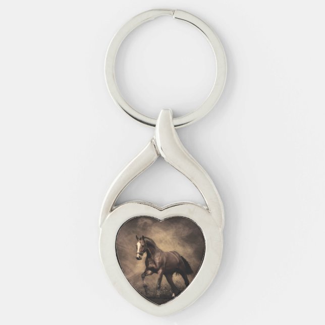 Beautiful brown horse throw pillow key ring (Front)