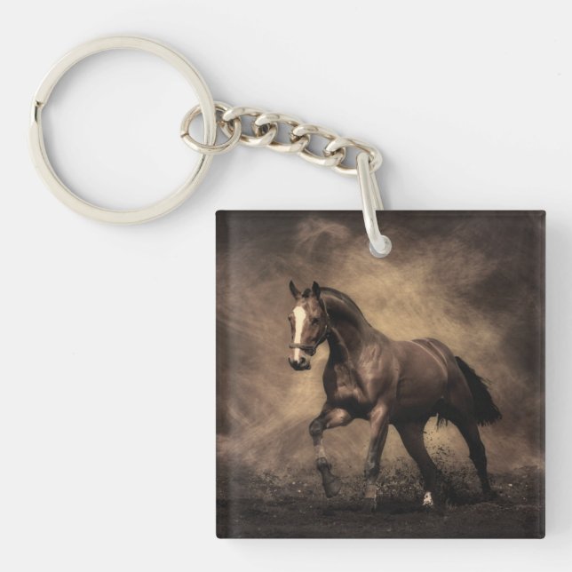 Beautiful brown horse throw pillow key ring (Front)