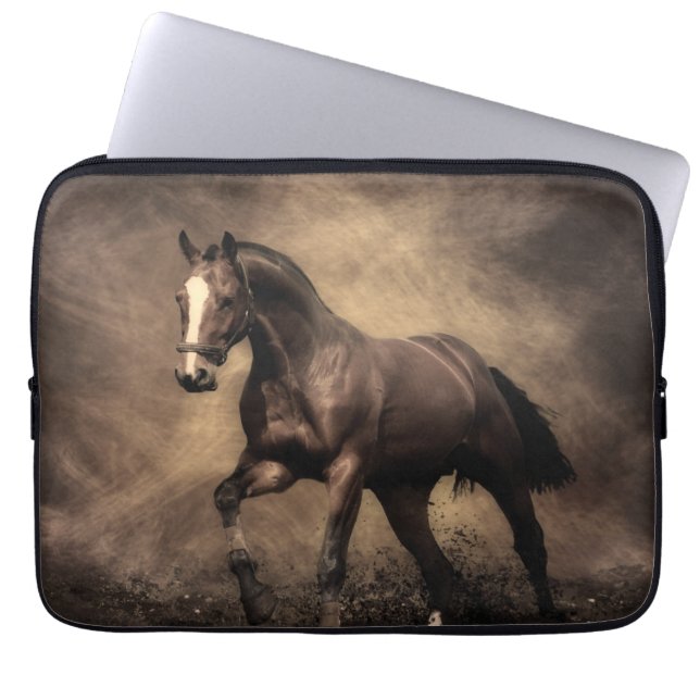 Beautiful brown horse throw pillow laptop sleeve (Front)