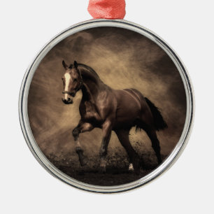 Beautiful brown horse throw pillow metal tree decoration