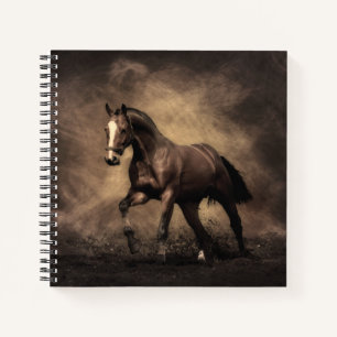 Beautiful brown horse throw pillow notebook