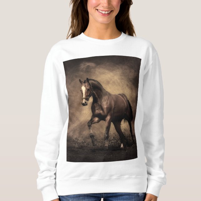 Beautiful brown horse throw pillow sweatshirt (Front)