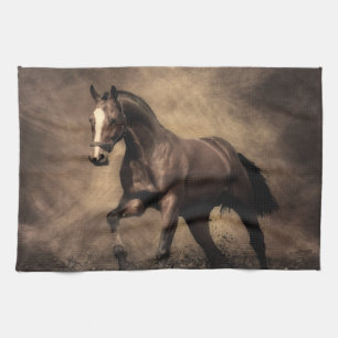 Beautiful brown horse throw pillow tea towel