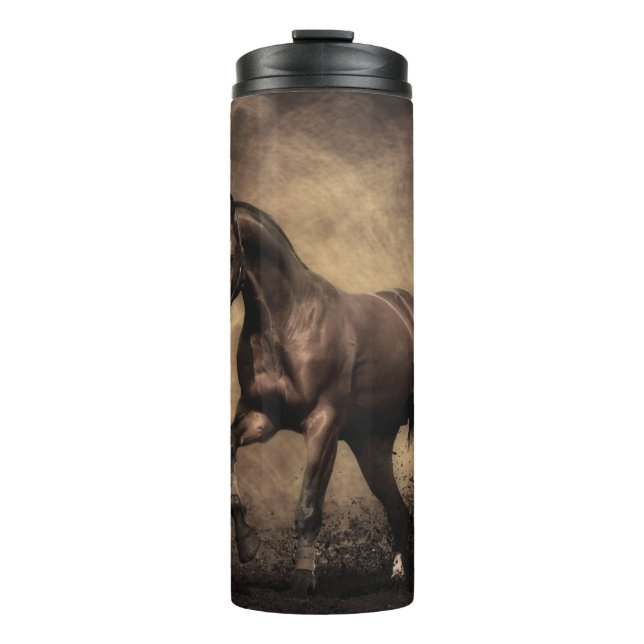 Beautiful brown horse throw pillow thermal tumbler (Front)