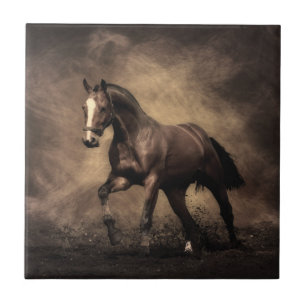 Beautiful brown horse throw pillow tile