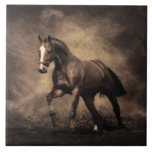 Beautiful brown horse throw pillow tile