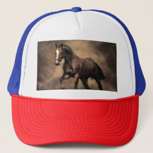 Beautiful brown horse throw pillow trucker hat