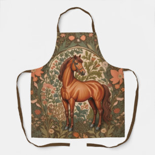 Beautiful Brown Horse William Morris Inspired Apron