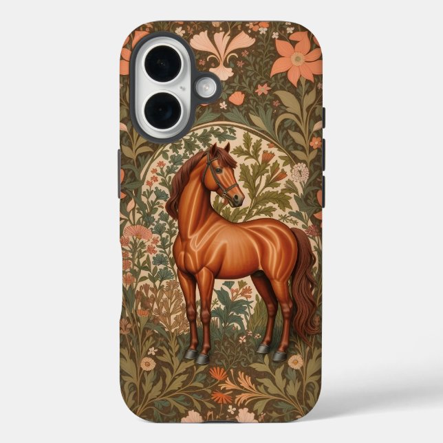 Beautiful Brown Horse William Morris Inspired  Case-Mate iPhone Case (Back)