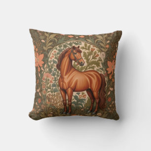 Beautiful Brown Horse William Morris Inspired  Cushion