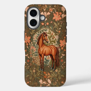 Beautiful Brown Horse William Morris Inspired iPhone 16 Case