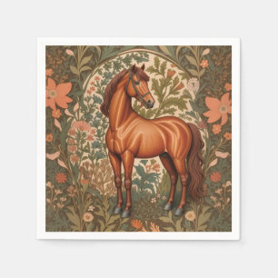 Beautiful Brown Horse William Morris Inspired  Napkin