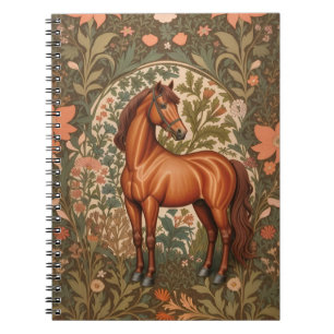 Beautiful Brown Horse William Morris Inspired  Notebook