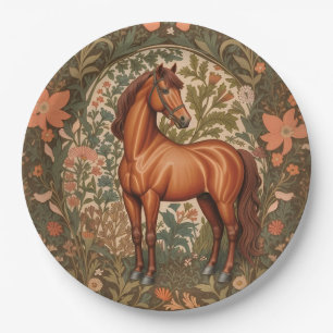 Beautiful Brown Horse William Morris Inspired Paper Plate