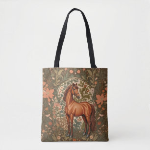 Beautiful Brown Horse William Morris Inspired Tote Bag