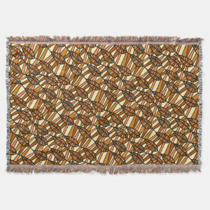 Beautiful Brown Leaf Fringed Throw Blanket
