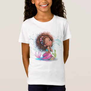 Beautiful Brown Mermaid Birthday Girl T-Shirt