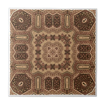 Beautiful Brown Mosaic Mandala Seamless Pattern