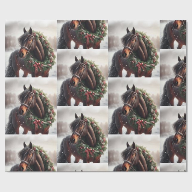 Beautiful Brown White Horse Equestrian Animal Love Wrapping Paper (Flat)