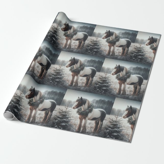 Beautiful Brown White Horse Equestrian Animal Love Wrapping Paper (Unrolled)