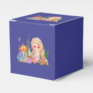 Beautiful BRUNET HAIR mermaid playing in the sea Favour Box