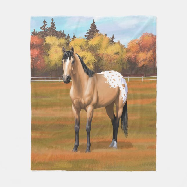 Beautiful Buckskin Appaloosa Quarter Horse Fleece Blanket (Front)