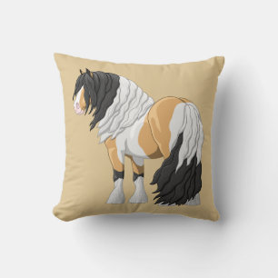 Beautiful Buckskin Pinto Gypsy Vanner Draught Hors Cushion