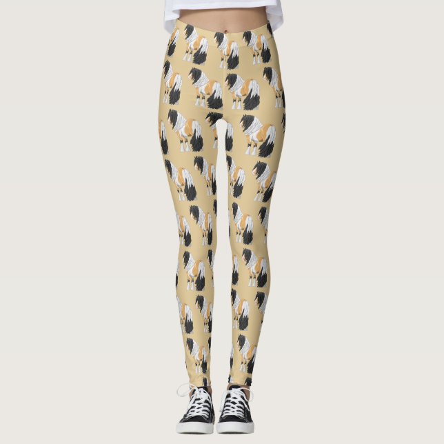 Beautiful Buckskin Pinto Gypsy Vanner Draught Hors Leggings (Front)