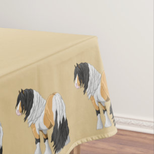 Beautiful Buckskin Pinto Gypsy Vanner Draught Hors Tablecloth
