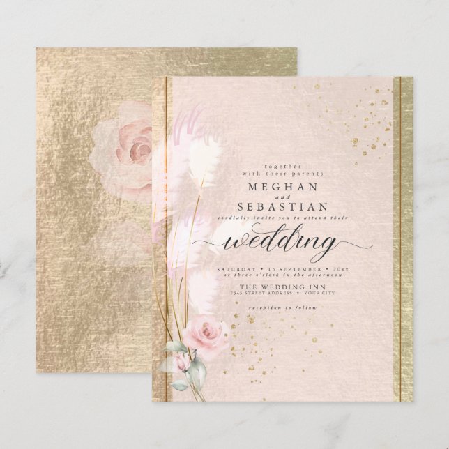 Beautiful Budget Blush Rosegold Pampas Grass (Front/Back)