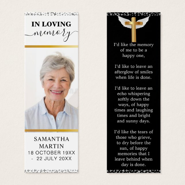 Beautiful Budget Memorial Funeral Bookmark (Front & Back)