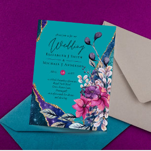 Beautiful BUDGET Purple Teal Floral Agate Wedding