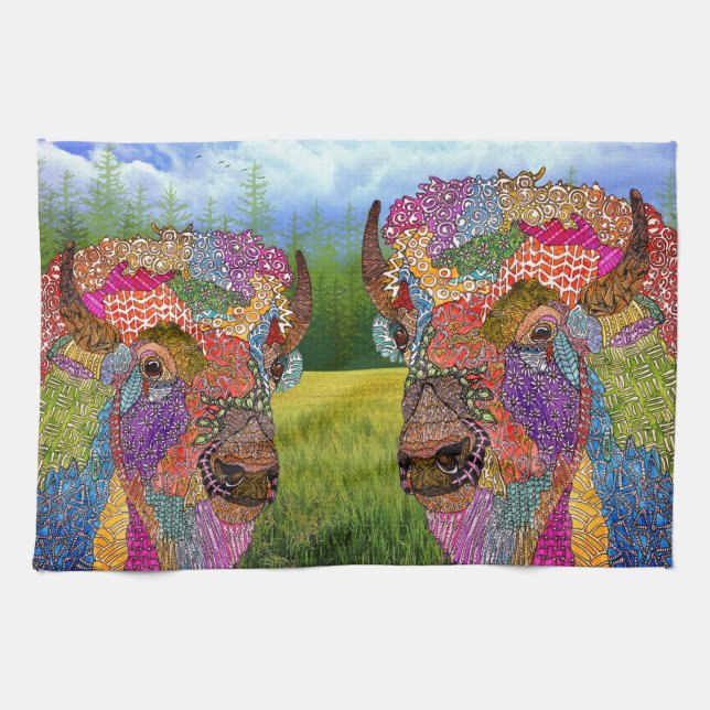 Beautiful Buffalo American Bison Kitchen Towel (Horizontal)