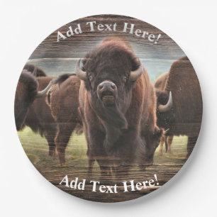 Beautiful Buffalo Herd  Paper Plate