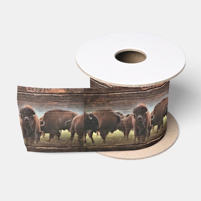 Beautiful Buffalo Herd Satin Ribbon (Spool)