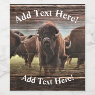 Beautiful Buffalo Herd  Wine Label